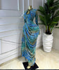 Women Striped Print Ribbon Ruched Long Sleeve Bodycon Maxi Long Dress Sexy Birthday Party Education Dresses