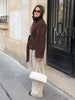 Brown Suede Belt Short Trench Coat Women High Funnel Collar Epaulet Raglan Sleeve Waist Tie Coats Vintage Autumn Commuter Jacket