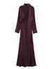 Satin Elegant Long Dress Female Lace-Up Scarf V-Neck Autumn Party Dress Gown Women's Commute Bodycon Dress