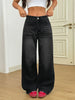 Wide Leg Distressed Straight Jeans for Women Elastic Casual Bootcut Denim Pants Ladies Jeans