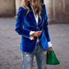Elegant Velvet Blazer for Women Single Button Lapel Female Blazer Jacket Slim Fit Office Lady Outerwear Coat Spring Autumn Women
