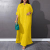 Autumn and Winter Women's Loose Round Neck Single Breasted Pleated Temperament Obese Women's Long Sleeved Dress