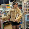 Retro Faux Fur Short Coat Women Elegant Casual Plush Lapel Single Breasted Coats Female Winter Classic Chic Street Outwear