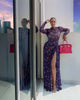 Women O-Neck Long Sleeve Print Split Maxi Long Dress Fall Autumn Evening Party Vacation Birthday Dresses Vestidos