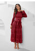 Pleated Socialite Shell Flower Dress Spring Original Lace-up Pleated Long Dresses for Women Clothing