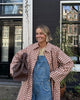 Women Red Plaid Long Trench Coat Casual Lapel Single Breasted Full Sleeve Windbreaker Jacket Y2k Autumn Lady Streetwear