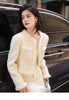 Women's Winter Little Fragrance Short Tweed Blazers Skirt Set Vintage Solid Color Round Neck Tassel Jacket Two-piece Sets
