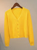 Sweater Knitted Cardigan Button Jacket Spring Autumn V-neck Long Sleeve Casual Short Tops For Women Sweater Grey White