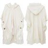 Womens Bohemian Hooded Knitted Shawl Winter Warm Button Wraps Scarf Coat Cloak Cardigan