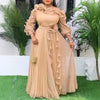 African Women A Line Chiffon Dress One Shoulder Puff Sleeve Pleated Ruffles Layered 3D Flower Wedding Guest Occasion Event