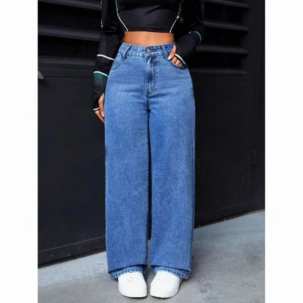 High Waist Wide Leg Jeans Women Vintage Washed Loose Straight Denim Pants Streetwear Casual Baggy