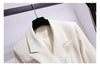 Women Spring Women Clothing Suit Skirt Jacket Belt Waist Slim Suit Women Blazer Long Coat Black Blazers