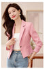 short blazer for women single breasted long sleeve autumn elegant office clothes black white pink