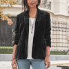 Women Notched Long Sleeve Button Velvet Blazer Casual Pocket Red Soft Slim Jacket Coats SYMCFS-MC646