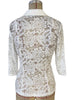 Elegant Single Button Lace Spliced Suit Collar Jacket For Women Half Sleeved Lace Hollow Out Slim White Black Lightweight Coat
