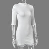 Patchwork Lace Half Sleeve Women Mini Dress Round Neck High Waist Pullover Dress Autumn Bodycon Casual Party Clubwear