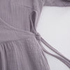 Causal 100% Cotton Women's Dress Vintage Crepe Gauze V-Neck Puff Sleeve Bandage Lace Up Elegant White Dresses Long Maxi Robe