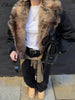 Women's Warm Faux Fur Spliced Cotton Coats Loose Lapel Long Sleeve Pockets Thicken Jacket Winter Lady Chic Outwear