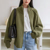 Lazy Style Sweater Jacket for Women Autumn Winter Thicken Warm Soft Knitted Cardigans Zipper Stand Collar Cardigan