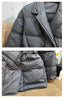 Lagabogy Winter Women White Duck Down Coat Female Notched Collar Double Breasted Coats Casual Lady Drawstring Puffer Outwear