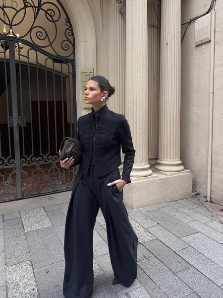 Chic Stand Collar Military Jacket Women Full Sleeve V-neck Single Breasted Short Jackets Lady Spring Commute Coat