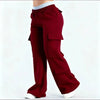 Women‘s Wide Leg Cargo Pants Elastic Waistband with Large Pockets Casual Fitness Sportswear Y2k Long Pants