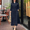 Autumn Elegant Lapel Neck Long Sleeve Shirt Dress Women Dresses Stylish Solid OL Work Dresses Buttons Midi Up Robe