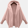 Autumn and Winter Plush Jacket for European and American Women, Solid Color Long Sleeved Hooded Loose Plush Jacket for Women