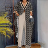 Plus Size Two-piece Set Womens Outfits Elegant V-neck Button-up Printed Seven-quarter Sleeve Blouses and Drawstring Pants Suit