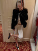 Solid Velvet Women's Jacket Stand Collar Long Sleeve Waist Cinching Coat Chic Spring Autumn Evening Street Wear