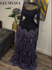 Women Tie Dye Printed Patchwork A-line with Sashes Fit and Flare A-line Maxi Long Dress Education Vacation Prom Dresses