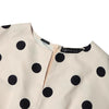 Elegant Women Dots Print Dress Summer Slim 3/4 Sleeve Vestidos V-Neck Party Midi Robe Office Pocket Dresses