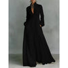 Single Breasted Ladies Pocket Dresses Elegant Stand Collar Long Sleeve Party Dress, Women Spring Solid Casual Dresses