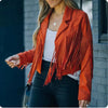 Womens Vintage Lapel Long Sleeve FringeCropped Hippie Motor Biker Cardigan OutwearsFaux Suede Tassel Jacket