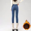 Women's Fleece Warm Winter Jeans Thicken Elastic Skinny Pencil Pants Korean Slim Plush Thermal Leggings Trousers