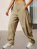 Women's Cargo Pants Solid Color Causal Fall Baggy Leg Barrel Track Pants with Pockets