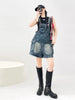 American Vintage Denim Overalls Women Wide Leg Jumpsuit Slim Fit Loose Design Youthful Style Short Romper