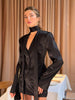 Scarf Ribbon Jacket Skirts Suit Women Chic V-Neck Button Slim Jackets A-line Mini Skirt Sets High Street Lady 2 Piece Set