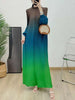 Prom Dress For Women Gradient Long Sleeves Maxi Pleated Print Dresses Spring Female Clothing 2DA3612