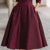 Autumn Long Sleeve Lapel Draped Slim Women Dress Ladies Clothes Solid High Waist Pocket A-Line Prom Dresses Vestido
