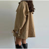 Retro Drew-string Jackets Women's Loose Full Sleeves Buttons Zipper Pockets Lapel Coats Ladies Autumn Solid Outwear
