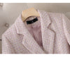 Korean Tweed Blazer Jacket Coat Women Long Sleeve French Slim Woolen Suit Outwear Autumn Winter Casaco
