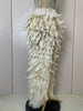 Stock Women Sexy Sparkly Rhinestone Mesh Feather Long Dress Elegant Evening Party Celebrate Birthday Performance Costume