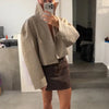 Casual Pu Leather Women's Jacket Chic Solid Long Sleeve Stand Collar Female Outwear Autumn Winter Street Short Lady Jacket