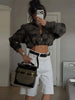 Camouflage Cropped Cargo Jacket Women Stand Collar Full Zip Multi Pockets Long Sleeve Jackets Autumn Casual Coat