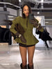 Spring Waist-closed Blazer Coat Women's Hollow Out Long Sleeve Buttons Pleated Short Coat Office Lady Outerwear