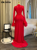 Women Feather Long Sleeve O-neck Ruched Mermaid Long Maxi Dress Street Mesh Sexy Party Cocktail Night Dresses