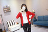 6XL Plus Size Women Knitted Cardigan Coat Solid Color Red Winter Casual V-Neck Long Sleeve Crochet Knit Sweater Coat Female Top