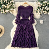 European Court Style Dress for Women A Design Sense Tassel V-neck Slim Fit Long High-temperature Pleated Flared Sleeve