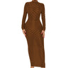 Turtleneck Skinny Women Dresses Sexy Skirt Long Sleeve Bodycon Sexy Streetwear Party Club Hollow out Long Dress